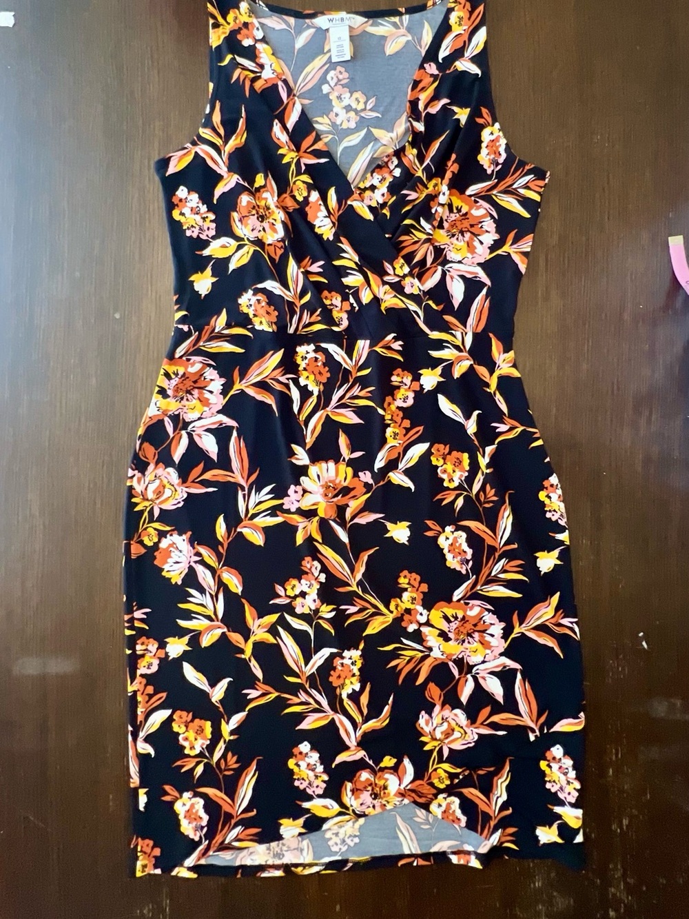 WHBM Large Floral Faux Wrap Sheath Office Ready Cocktail Dress